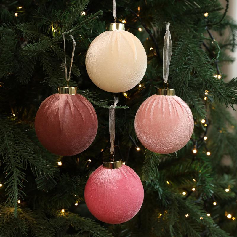 Velvet Fabric Christmas Tree Hanging Ornament - Decorative Ball