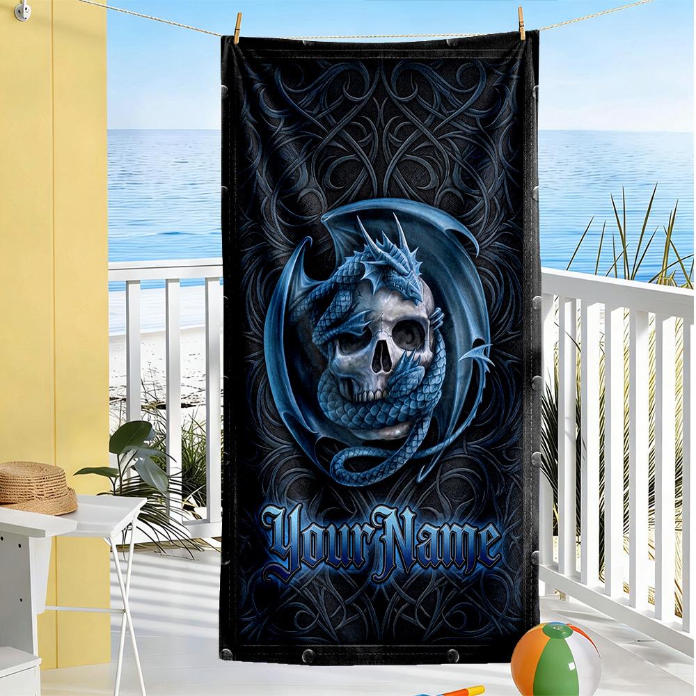 Gothic Illustrations Personalized Name Beach Towel High Absorbency & Quick-Dry Suitable for Sports Travel Swimming Yoga Bathroom Beach And Pool