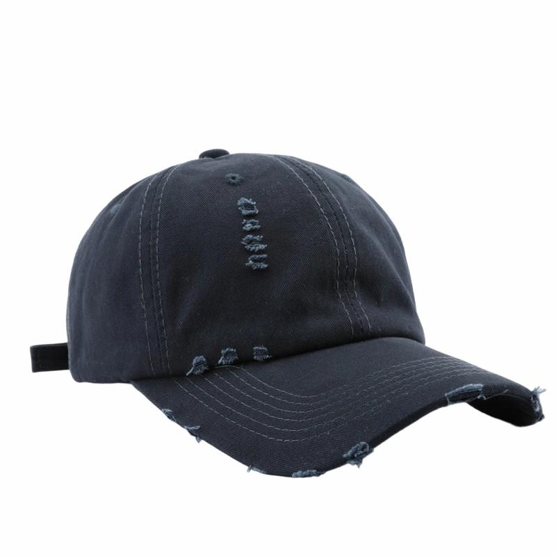 Custom Caps Logo Fashionable Unisex Baseball Cap Sun Protection Cowboy Distressed Denim Baseball Cap One Size темно-синий