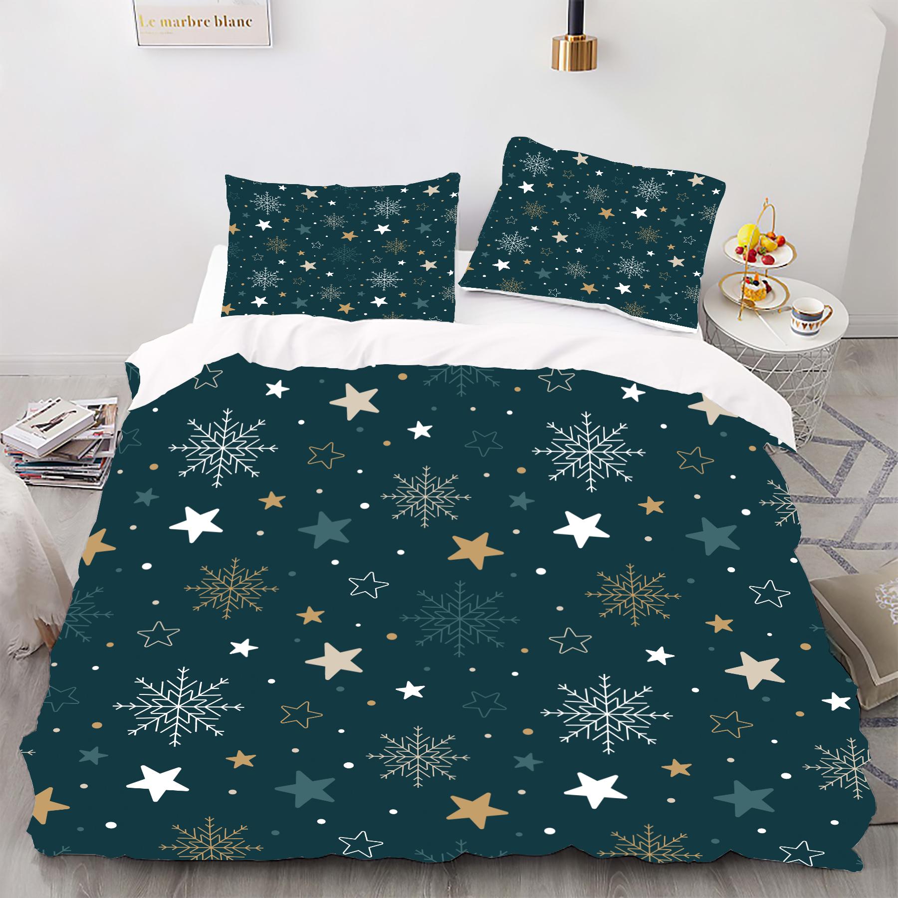 

Комплект постельного белья с цифровой печатью в стиле «Снежинка» — полиэстер — декор спальни — 1 покрывало + 2 наволочки (нет подушки) 173x229cm