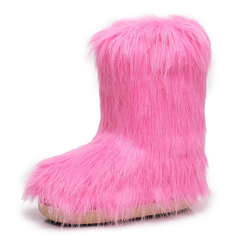 

Winter girls snow boots Korean version of moon boots warm long Mao Mao cotton shoes trendy hot girl imitation fox hair snow boots 40