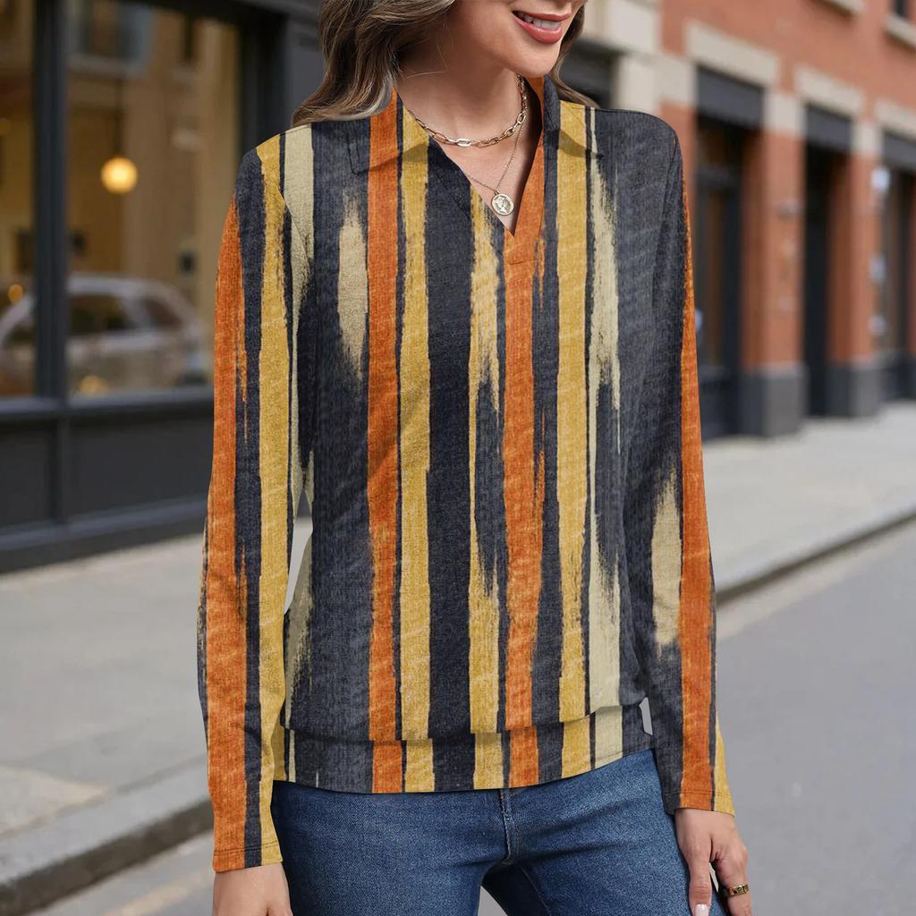 Women's retro printed fashionable long-sleeved top