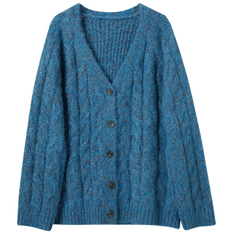 Sancai Women's V-Neck Loose Knit Cardigan