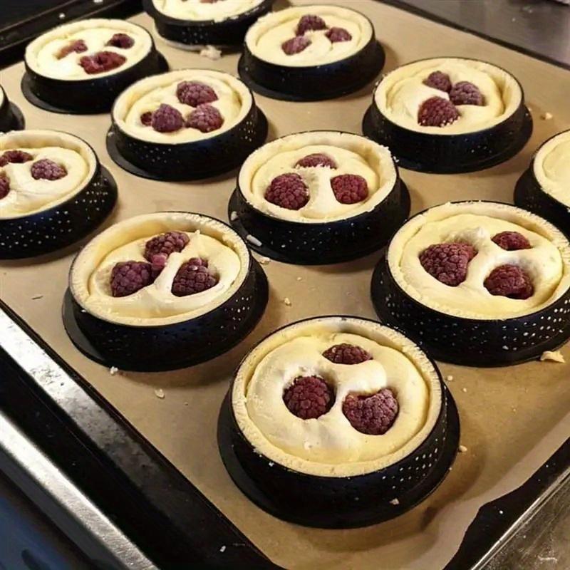 10Pcs DIY Tart Ring Perforated Cake Mold Round Mousse Circle Ring French Dessert Bakeware Cutter Pastry Decorating Tools