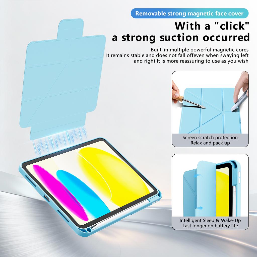 Face Detachable Tri-Fold Stand Case for IPad Air 11 2026 M4 2025 M3 2024 M2 4 5 Pro11 2018-2022 A16 11th 10.9 10th Gen. Cover