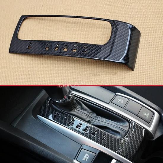 Carbon Fiber Interior Gear Shift Panel Cover Trims For Honda Civic 2016-