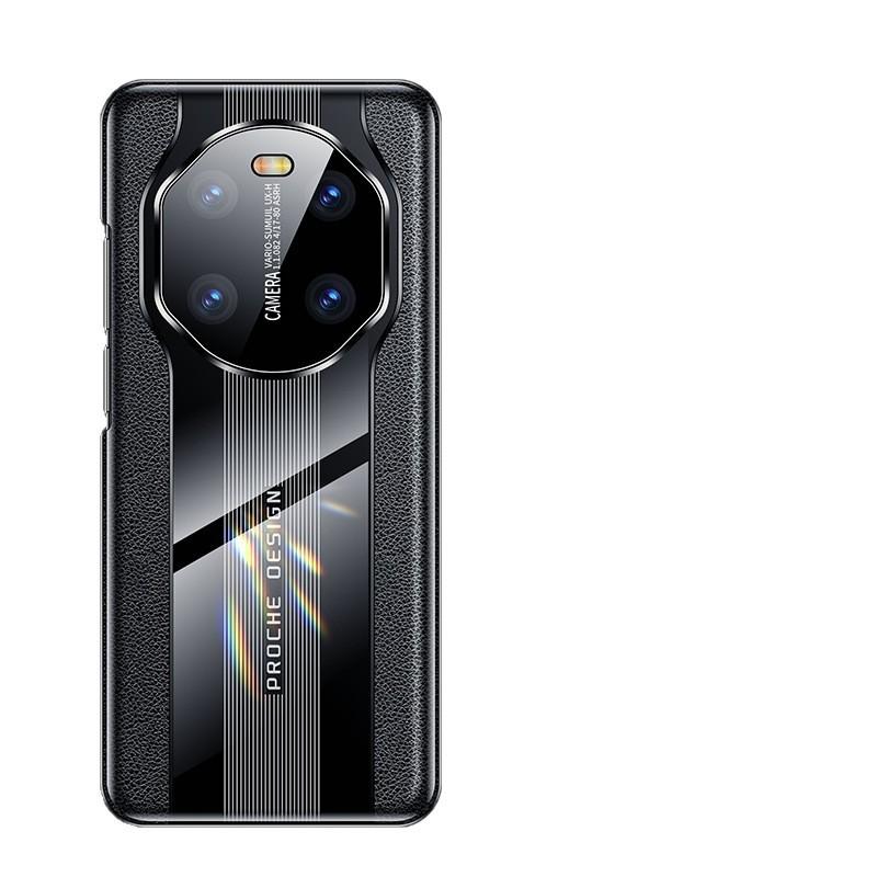 Ultra-Thin Frameless Phone Case Mate 40 Pro Premium Vegan Leather Texture Electroplated Edge Anti-Slip Shockproof