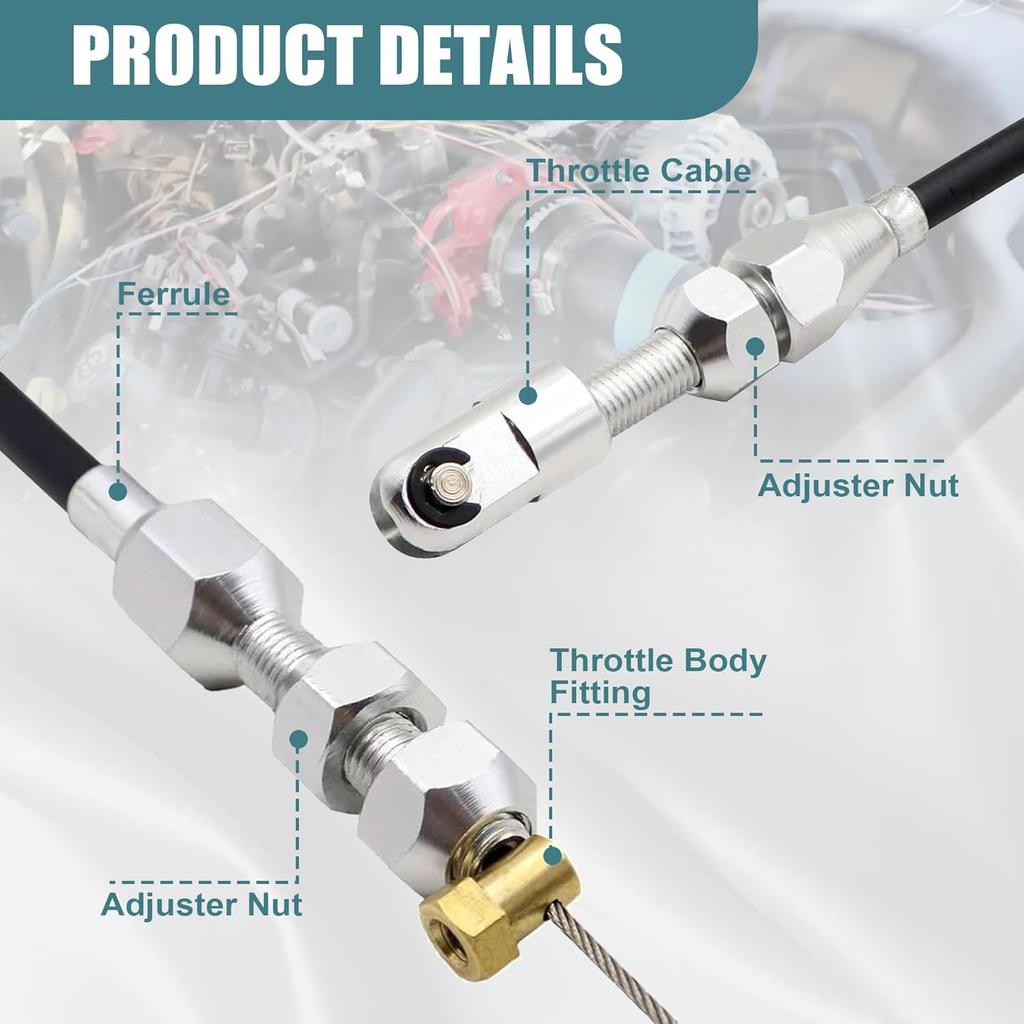 GXARTS 36" LS Throttle Cable Compatible With Chevrolet 1997-2007 LS1 Engine 4.8L 5.3L 5.7L 6.0L LS Swap Fuel Line Kit Carburetor Accelerator Cable