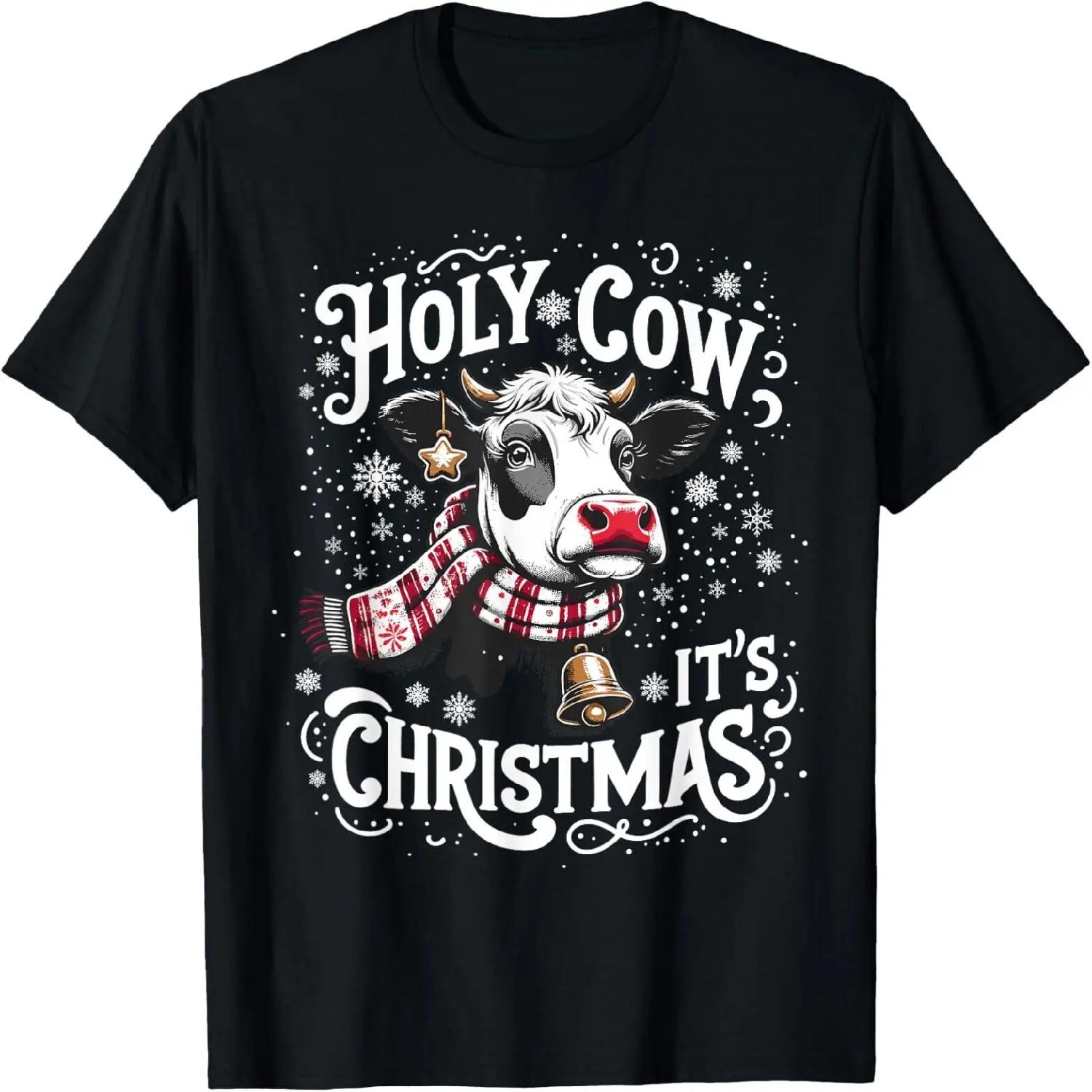 Holy Cow It s Christmas Funny Cow Lover Farm Animal Costume T-Shirt S