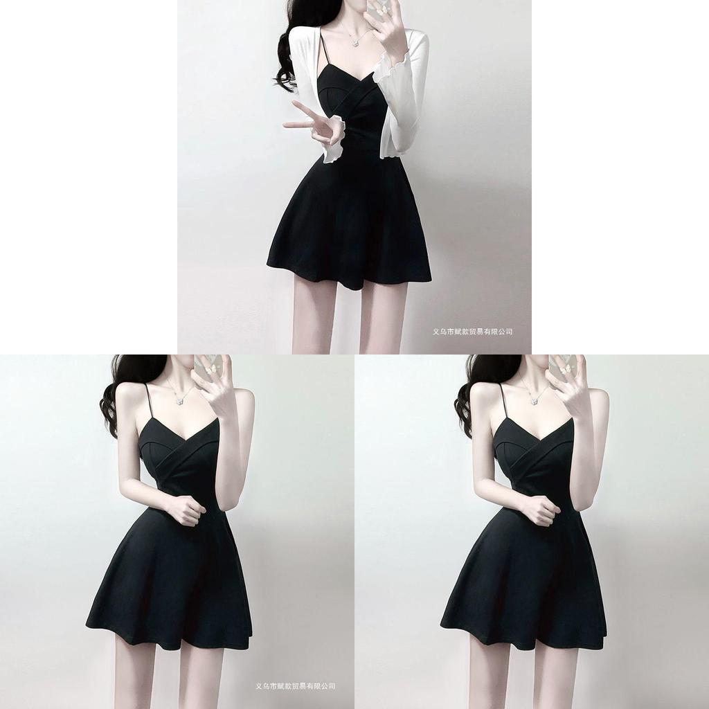 Knit Fabric Summer Slip Dress With Sleeveless Ties For Casual Night Out