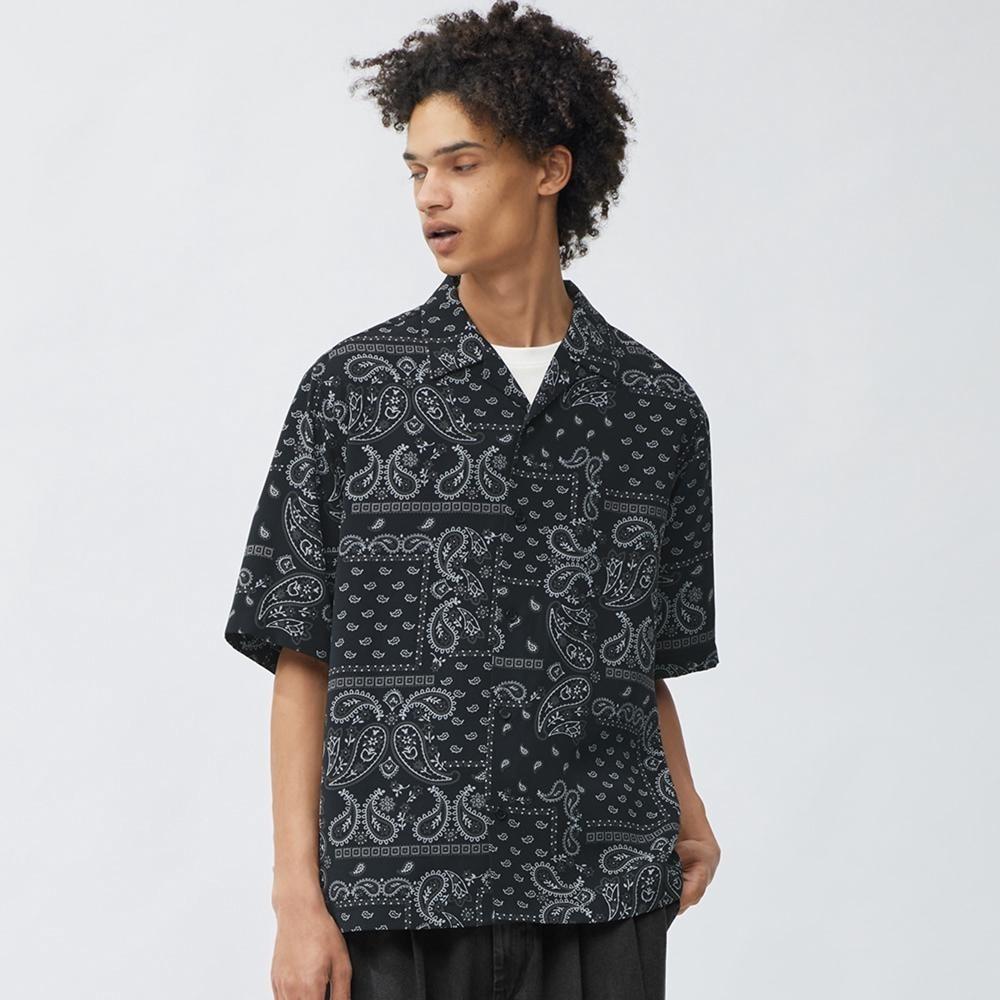 

Рубашка с открытым воротником GU by Uniqlo, бандана с 5-минутными рукавами