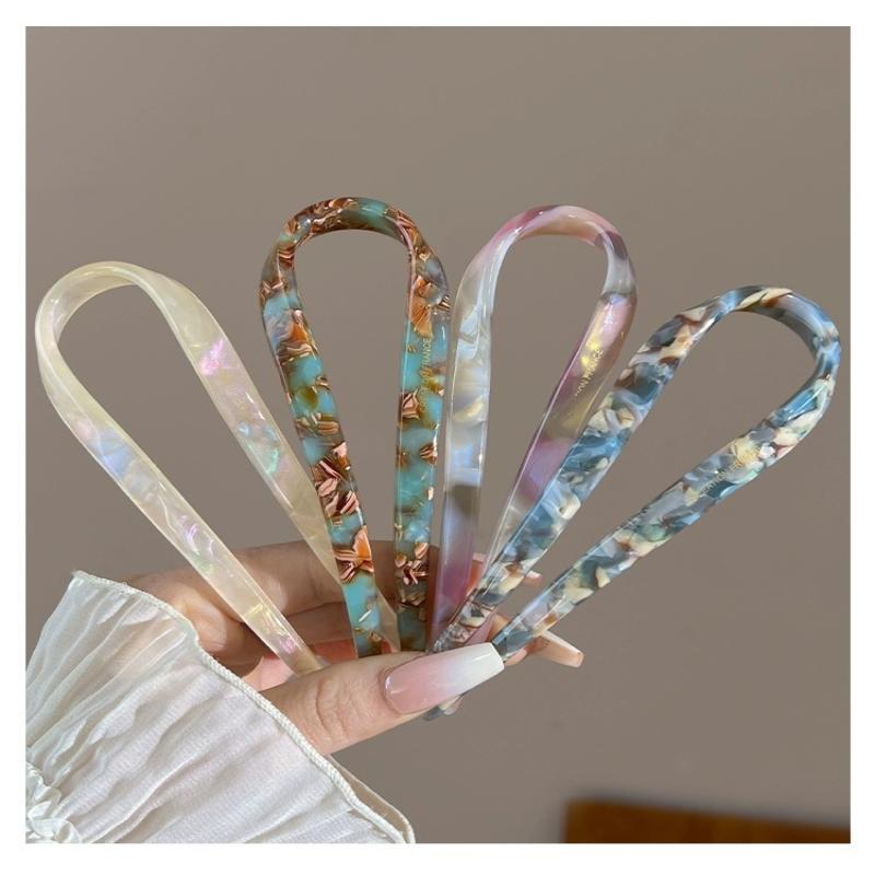 U-Shaped Hair Sticks Acetate Acrylic Hair Fork Hair Clips Fashion Bow Hairpin Geometric Headwear Women Girls Hair Accessories