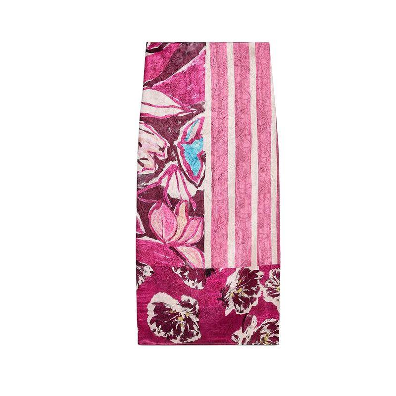 

Spring Women clothes French style Back Slit Print Silk Satin Texture High Waist Straight Midi Skirt 3666068 Multicolor L