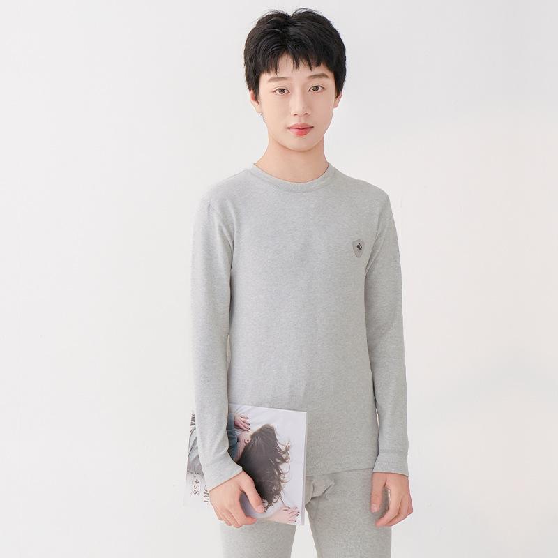 Teen comfortable velvet thermal underwear set boys' older children's long johns women's high school junior high school students cotton pure
