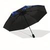 Sacred Geometry Mandala: Blue Spiritual Art Print Umbrella, Cute Umbrella with Cute Design, Portable 3-Fold Compact Umbrella for Men & Women, Valentin