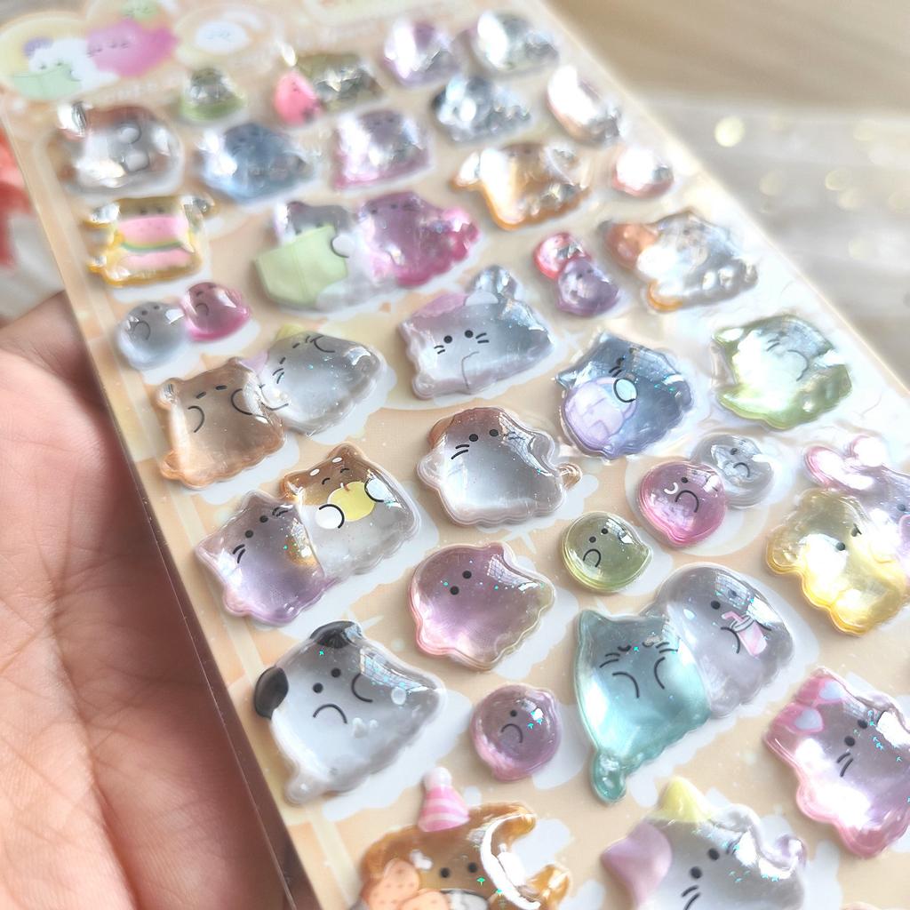 1Pc/4Pcs Cute Transparent Pop Seal Stickers - Adorable Decor For Journals, Phones & Diy Crafts Bulingbulingstickers Store Gifts