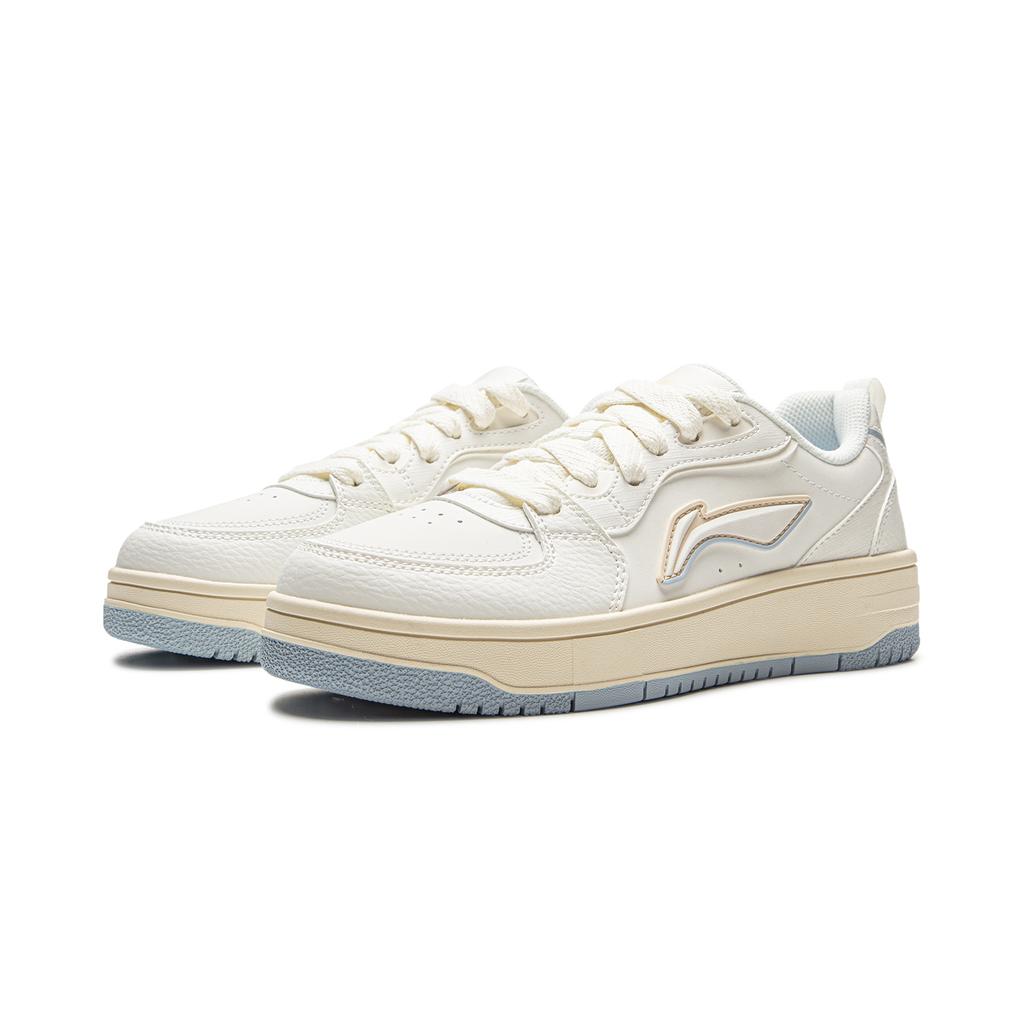 Li Ning Tian Ji Soft Comfortable Classic Fashion Shock Absorption Durable Low-Top Skate Shoes Women sneaker White Blue AGCV342-1