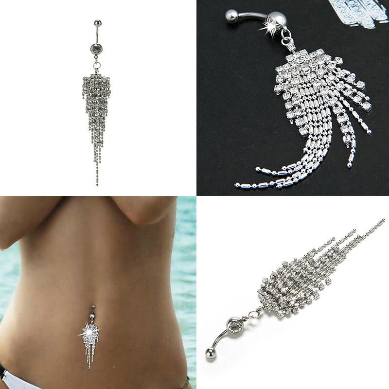 Tassel Navel Dangle Button Belly Ring Bar Body Piercing Jewelry