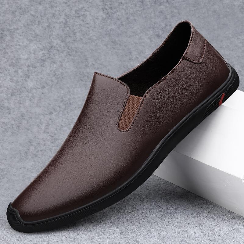 Fashion Breathable Outdoor Slip on Casual Shoes for Male Work Office Driving Sneakers Mens Leather Loafers Non Slip Walking Flats