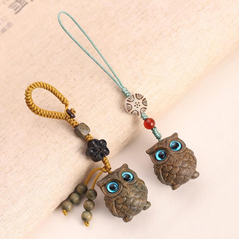 Owl Wooden Keychain Portable Fashionable Phone Charm Delicate Owl Decor Purse Pendant For Family Friends Colleagues