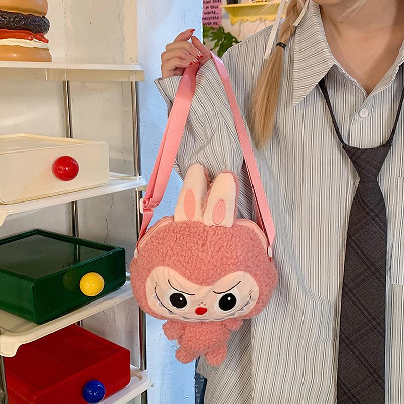 Kawaii Labubus Geantă Crossbody Geantă de Umăr Drăguță Pluș Desene Animate Minunați Monștri Iepure Genți de Telefon Student Genți Crossbody Pluș