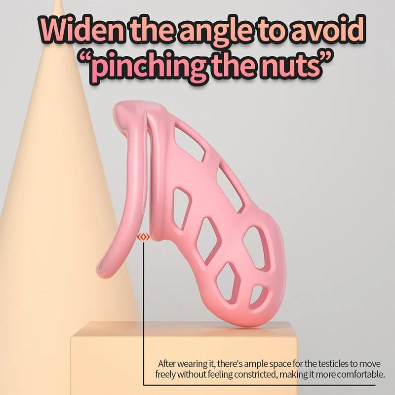 Men Silicone Chastity Cage Cock Lock Penis Ring for Sissy Men Stretcher BDSM Gay Training Anti-Cheating Urethral Lock Cock