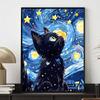 Diamant Malerei Set DIY 5D Vollbohrer Schwarze Katze Sternenhimmel Bastelbedarf für Heimwanddekoration