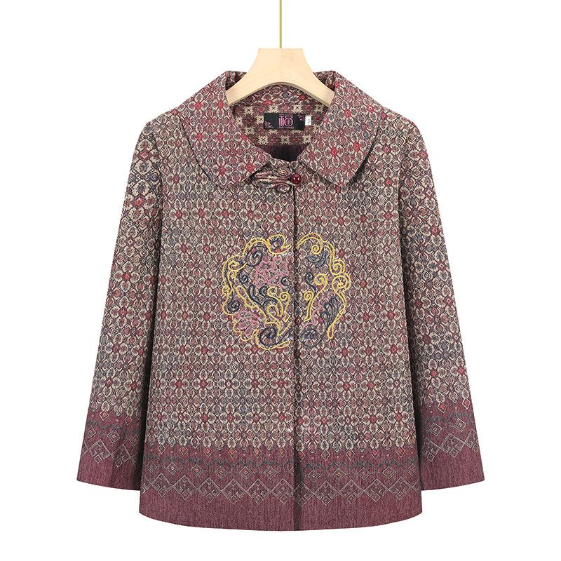 

Autumn coat year-old season lapel top old lady gown 5XL (145-80kg recommended) фиолетовый