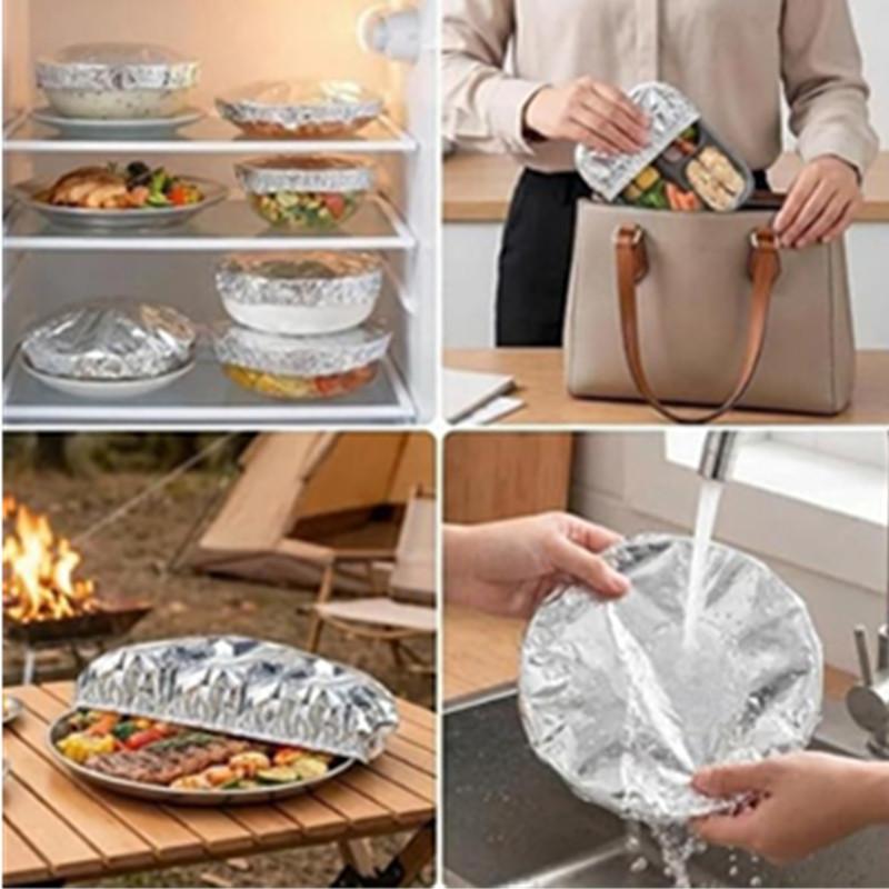 30/40Pcs Reusable Heat Preservation Aluminum Foil Bowl Covers for Oven Catering Takeaway Picnic Use