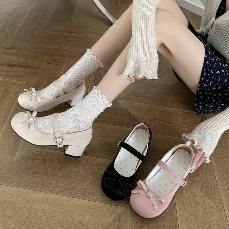 fashion Autumn Women Mary Jane Shoes Fashion Butterfly-knot Ladies Comfort Round Toe Low Heel Footwear