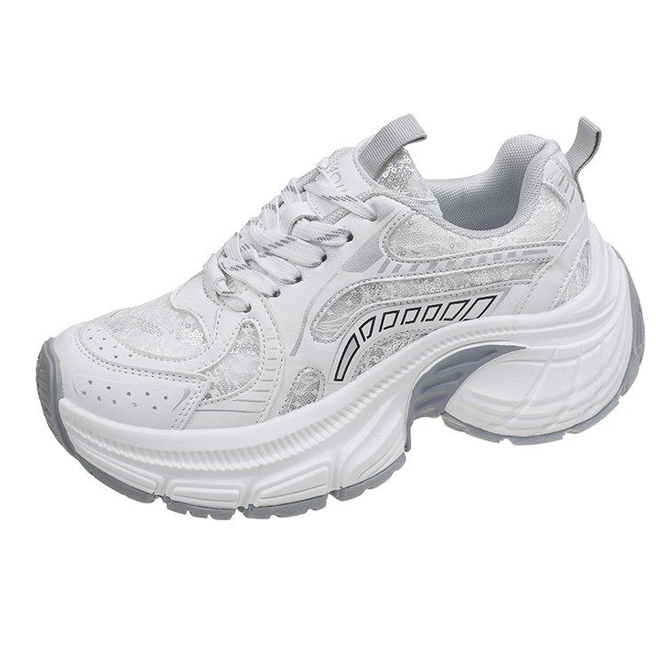 New Classic Luxary Women's Shoes Women's Casual Sneakers Non-slip Chunky Sneakers Mid Heel Pumps Lace Mesh Breathable Mesh Shoes