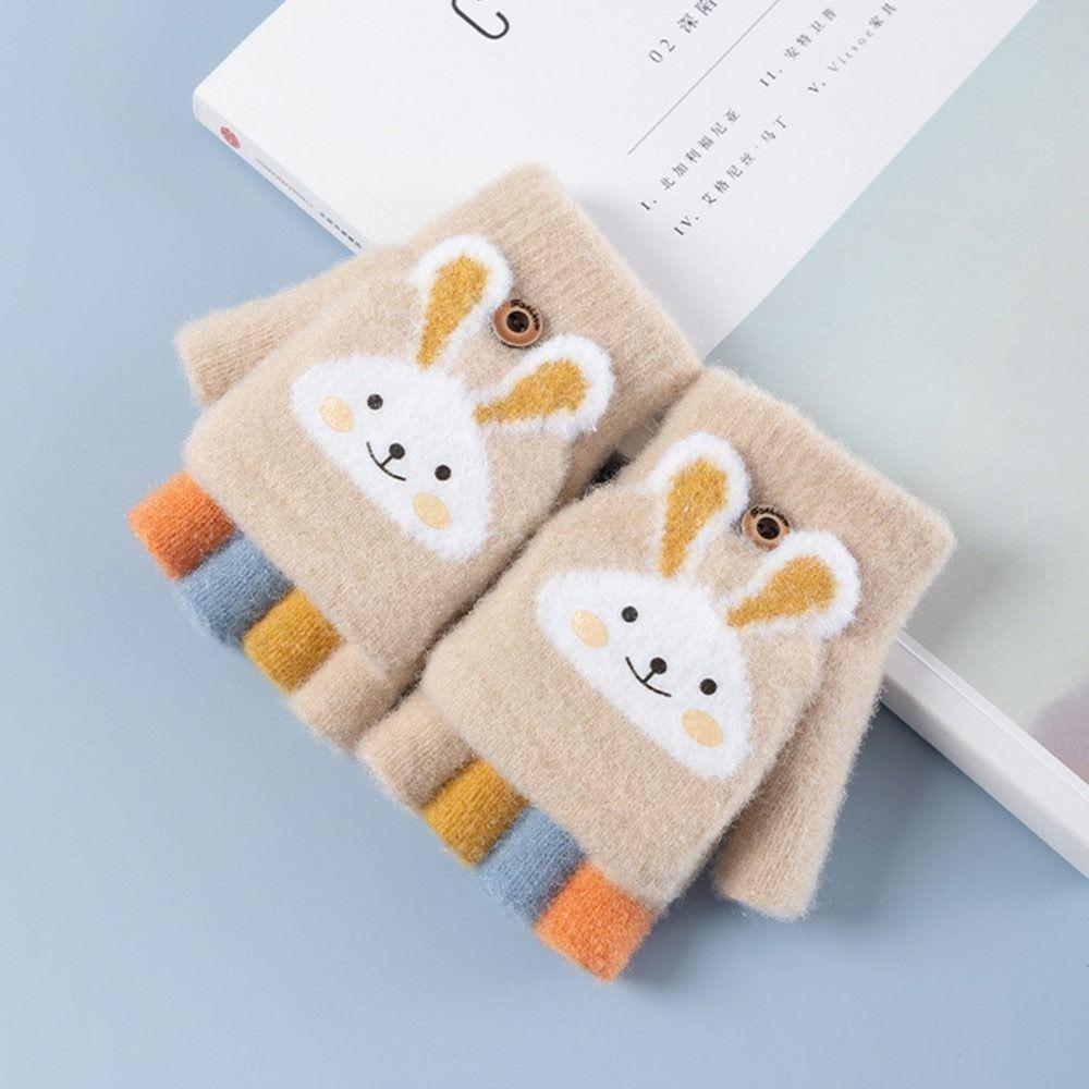 Baby Boys Girls Plush Soft Cute Thick Warm Knitted Mittens Kids Gloves