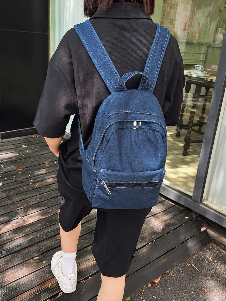 Fashion Denim Backpack Teenagers School Bag Large Capacity Vintage Laptop Rucksack Multi Pockets for Outdoor Travel