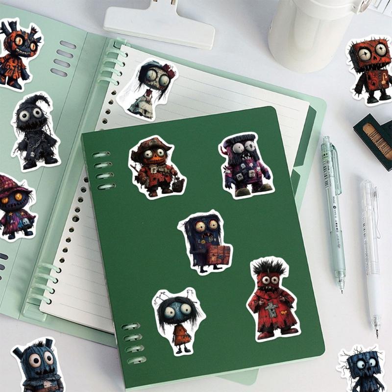 Pack Of 50 Spooky Character Stickers Reusable Adhesive For Device Customization Party Theme Decals