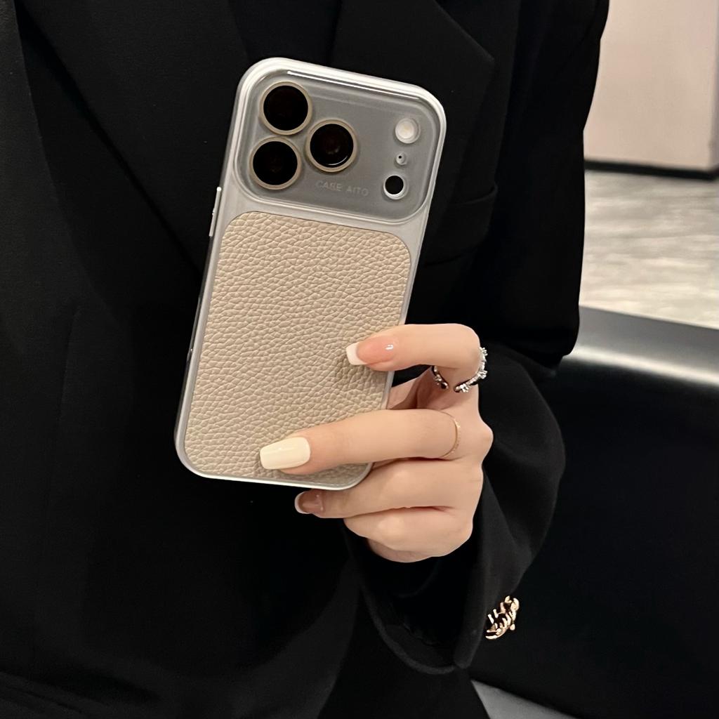 Fashion Advanced Solid Color Litchi Pattern Texture Case for iPhone 17 16 15 14 Pro Max Shockproof Protective Phone Cover
