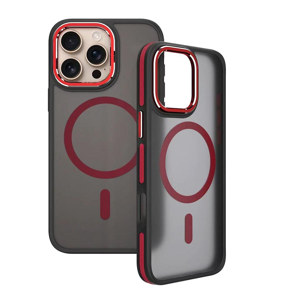 KEYSION Shockproof Magnetic Case for iPhone 15 16 Pro Max 15 Plus 16e Matte Translucent PC+TPU Color Blocking Phone Cover