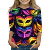 Print Tops For Youth Girls Round Neck 3/4 Sleeves T-Shirts Trendy Tops Outfit Tees