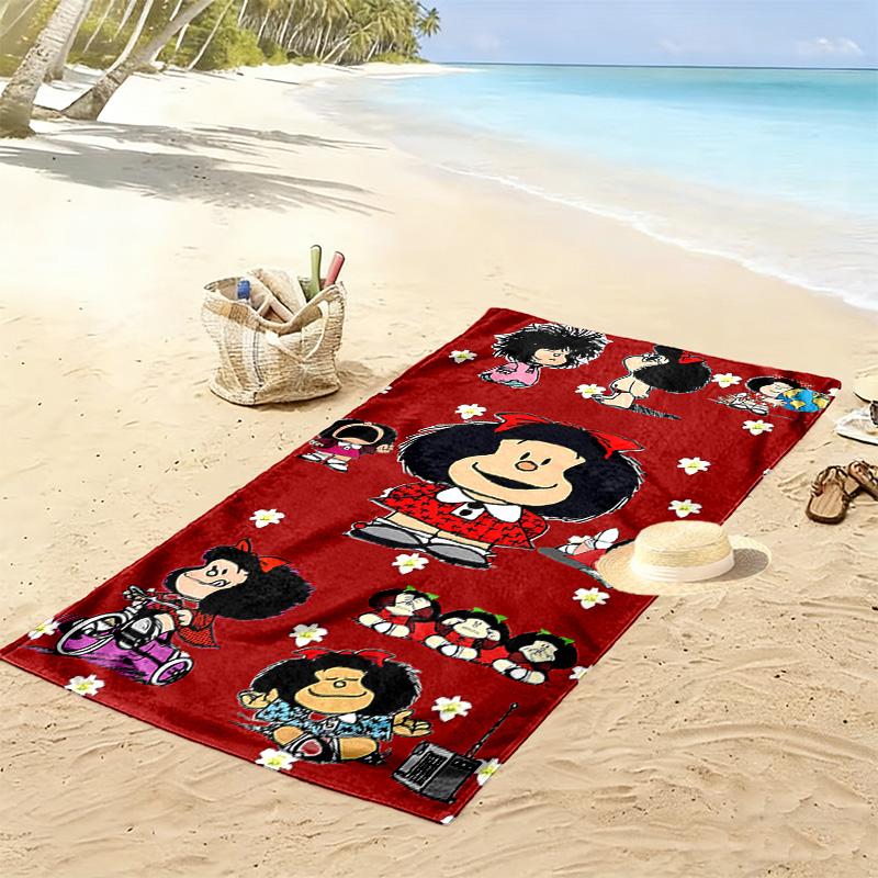Mafalda Print Beach Towel, Large Soft Quick Dry Towel for Beach Camping Swimming