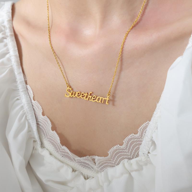 Hong Kong Style 18k Gold Baby Letter Pendant Necklace - Versatile, Sweet, Luxurious Women s Jewelry