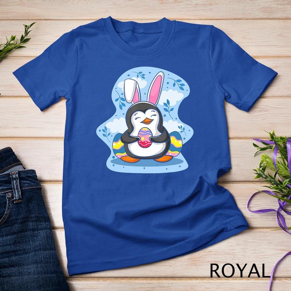 Easter Penguin Holding Egg Cute Bunny Ears Penguin Lover T-Shirt Unisex T-shirt 11 XL