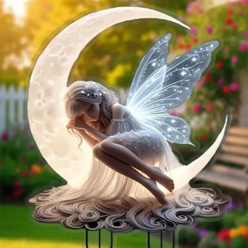 1pcs Moonlight Fairy Garden Pile, courtyard lawn ground decoration, suitable for outdoor garden potted decoration,