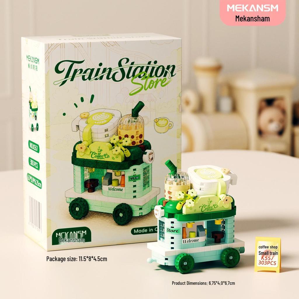 Mekensm Micro-Particle Building Blocks Educational Vending Cart Model Toy for Kids