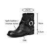 Fashion NEW Autumn Women Boots Split Leather Shoes for Women Round Toe Chunky Heel Shoes Zipper Short Pants Boots Buckle Modern Boots