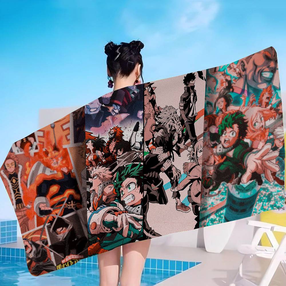 My Hero Academia Cool Cartoon Microfiber Blanket Quick Drying Beach Towels Oversized Printing Super Absorbent Pool Towel Blanket