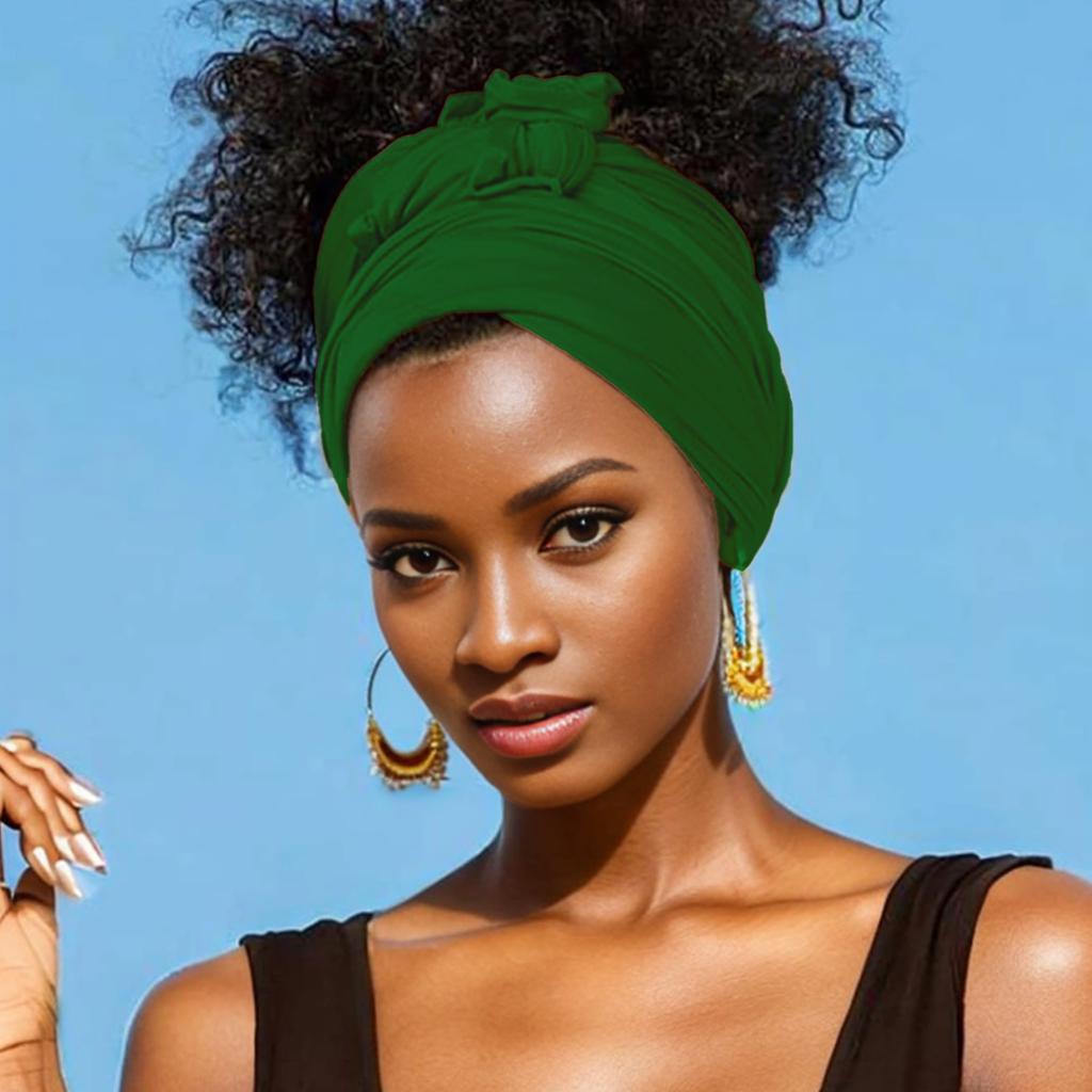 Dehnbarer Jersey-Turban Afrikanisches Stirnband Einfarbige Superweiche Extra lange Atmungsaktive Kopfbedeckung Für Damen