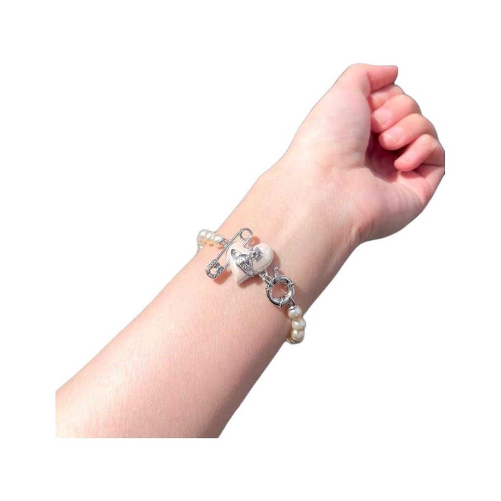 VIVIENNE WESTWOOD Spilla Perla Orietta Ciondolo Cuore Bracciale Perle Accessori Donna Argento 6103007A02P103P103