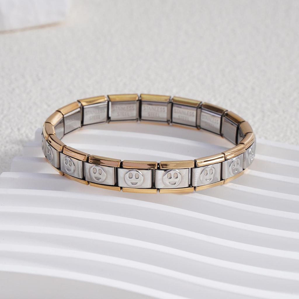 Italian Stainless Steel Love Heart & Star Modular Bracelet - Detachable Elastic Watch Band, European & American Fashion.