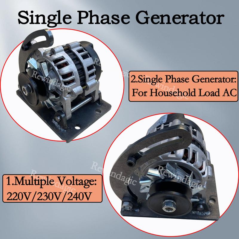 Alternador de Imán Permanente Dinamo de Cobre Puro 220V 240V Monofásico 5KW 4KW 3KW 2KW 2000RPM-5000RPM Generador para Uso en Carga Doméstica