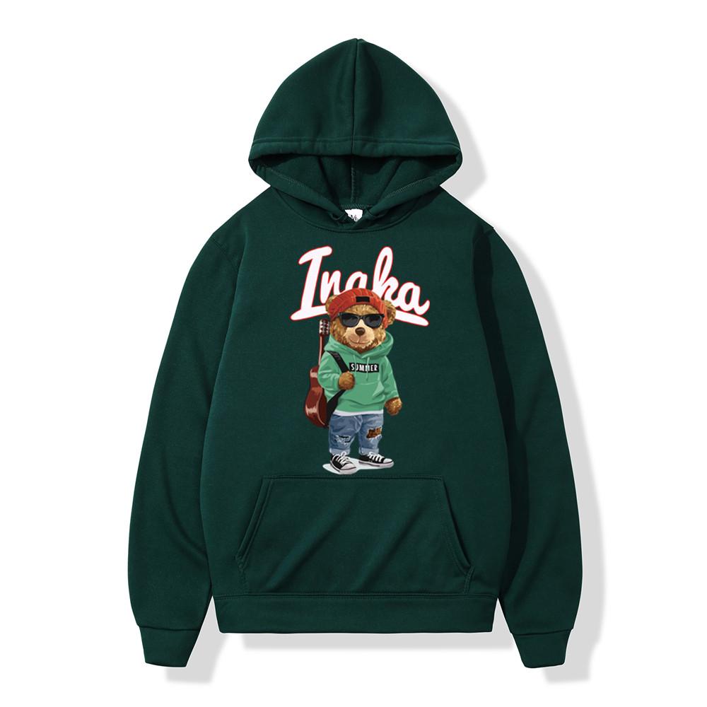 Herren Hoodies Hip Hop Inaka Power Toy Bear Print Fleece Hoody Sweatshirt Frauen Harajuku Pullover Streetwear Hoodie Unisex Kleidung