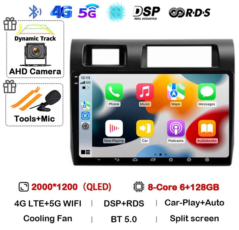 Android 14 Carplay Auto Car Radio For Toyota Pickup Land Cruiser LC 70 79 Series 2007-2020 Multimedia Video Player GPS Stereo BT